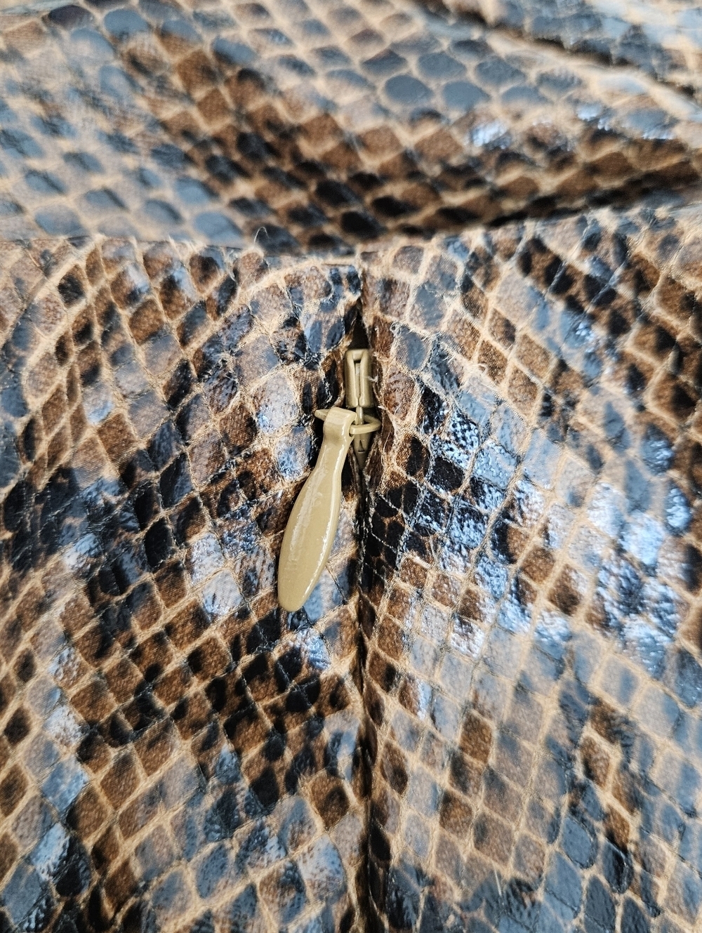 Express Straight Pencil Midi Skirt Brown Black Snakeskin Print Lined Zip 00 - Picture 4 of 7
